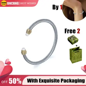 BNCHNG Vintage Twisted Cable Cuff Bangle Adjustable Stainless Steel Bracelet for Women Elegant Jewelry Gift with Free Exquisite Packaging