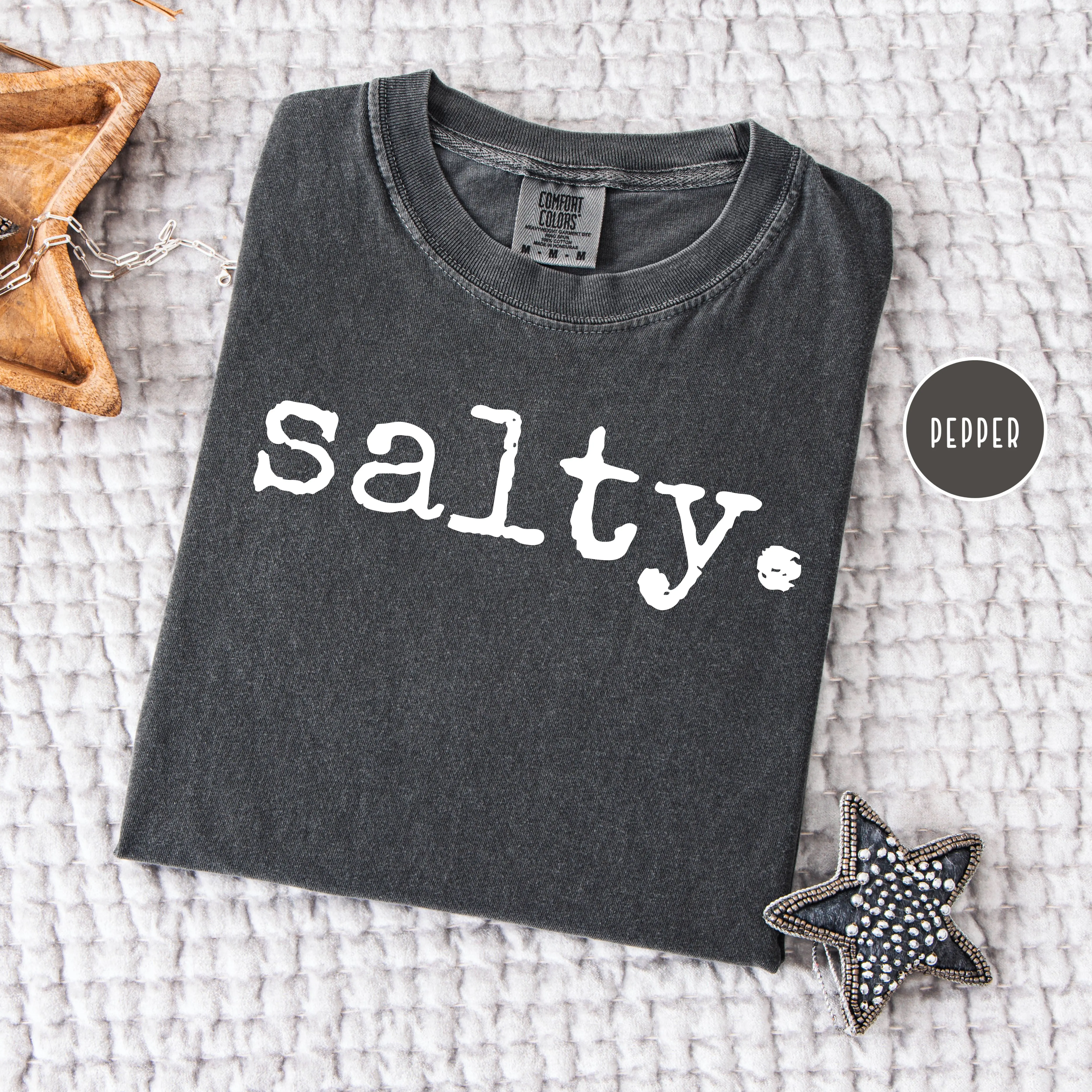 CindyLboutiqueShop Salty Comfort Colors Tee Shirt - Casual Fitted Short Sleeve Crew Neck Top for Women - Soft-Washed Garment-Dyed Ring-Spun Cotton - Berry Color