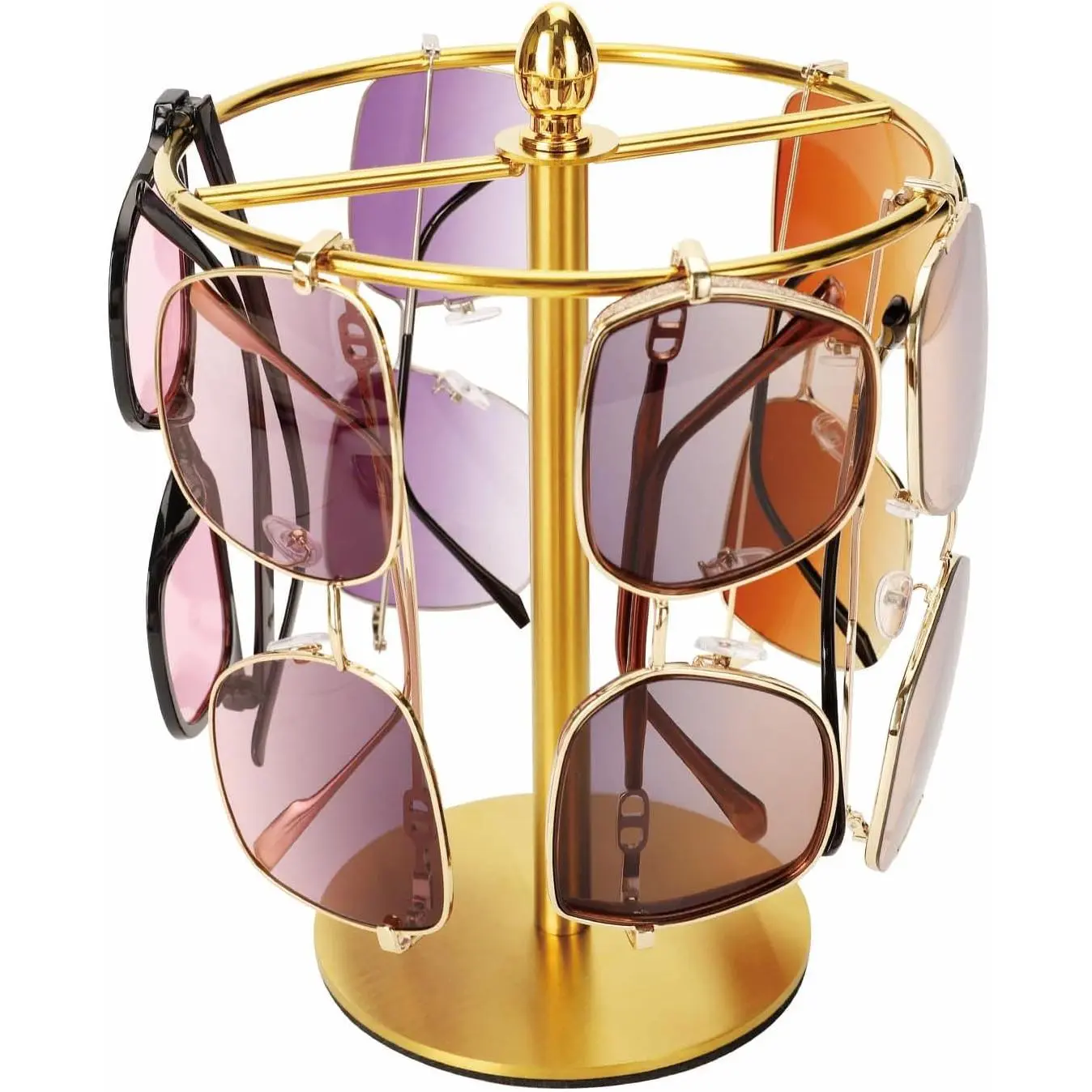 Stainless Steel Sunglasses Organizer Holder Stand, Eyeglasses Display Rack for 12 Glasses, Vertical Layout, Sturdy, Countertop, Space-Saving, Holds 12 Pcs, Synthetic, Scratch Safe, Compact