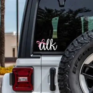 Monogram Car Decal, Coquette Car Decal, Monogram Sticker, Bow Monogram, Laptop Monogram, Vinyl Decal, Decals for Cars, Coquette Bow Sticker