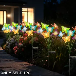 LED Solar Butterfly Lawn Lights, 6 Butterfly Lamps, Perfect for Garden, Balcony, Lawn, Pathway, Water Resistant, Rechargeable Battery, Solar Outdoor Light, Solar Landscape Lights, Yard Lighting