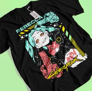 Cyberpunk Rebecca T-shirt All Sizes, Anime Unisex Graphic Printed Cotton Tee Casual Top For Anime Lover, Classic Streetwear Outfits