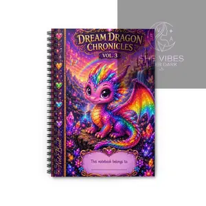 Ruled Notebook - Dream Dragon Chronicles Vol. 3, Colorful Decorated Animal Characters Notebook, Cute Print Journal Style Adorable Office Stationery, Animal Characters Notebooks, Cute Print Notebooks