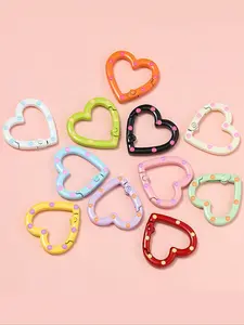 Mother's Day Gift 5-Piece Set Colorful Heart-Shaped Spring Keychains, Assorted Colors for Fun and Functionality, Perfect Key Accessories, Trendy Cute Keychain