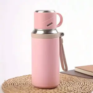 600ml 21 Oz Large Capacity 316 Stainless Steel Vacuum Bottle, Cap & Cup 2 Hot Water Bottle, Hot Water Cup, Double Insulation, Ultra Portable, Versatile Design, Perfect For Travel, Home, Office, School And Unique Birthday Gifts