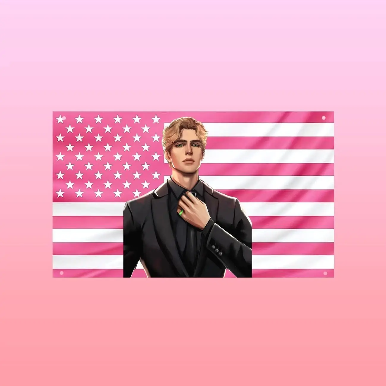 Aaron Warner Pink US Flag, Shatter Me Wall Tapestry, BookTok Romance Decor, Book Boyfriend Wall Flag