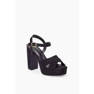 JUST FAB Women's Platform Sandals - Crisscross Straps, Adjustable Ankle Buckle, Chunky Heel - Footwear for Parties & Night Out Summer Shoe