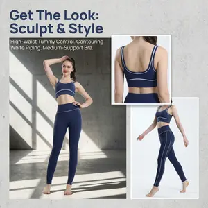 Women's Solid Color Vest & High Waist Leggings Sports Set Breathable Comfortable Active Wear for Yoga Gym Workout Running Daily Casual Use Womenswear Clothes All Seasons - Fabric, Love Soft