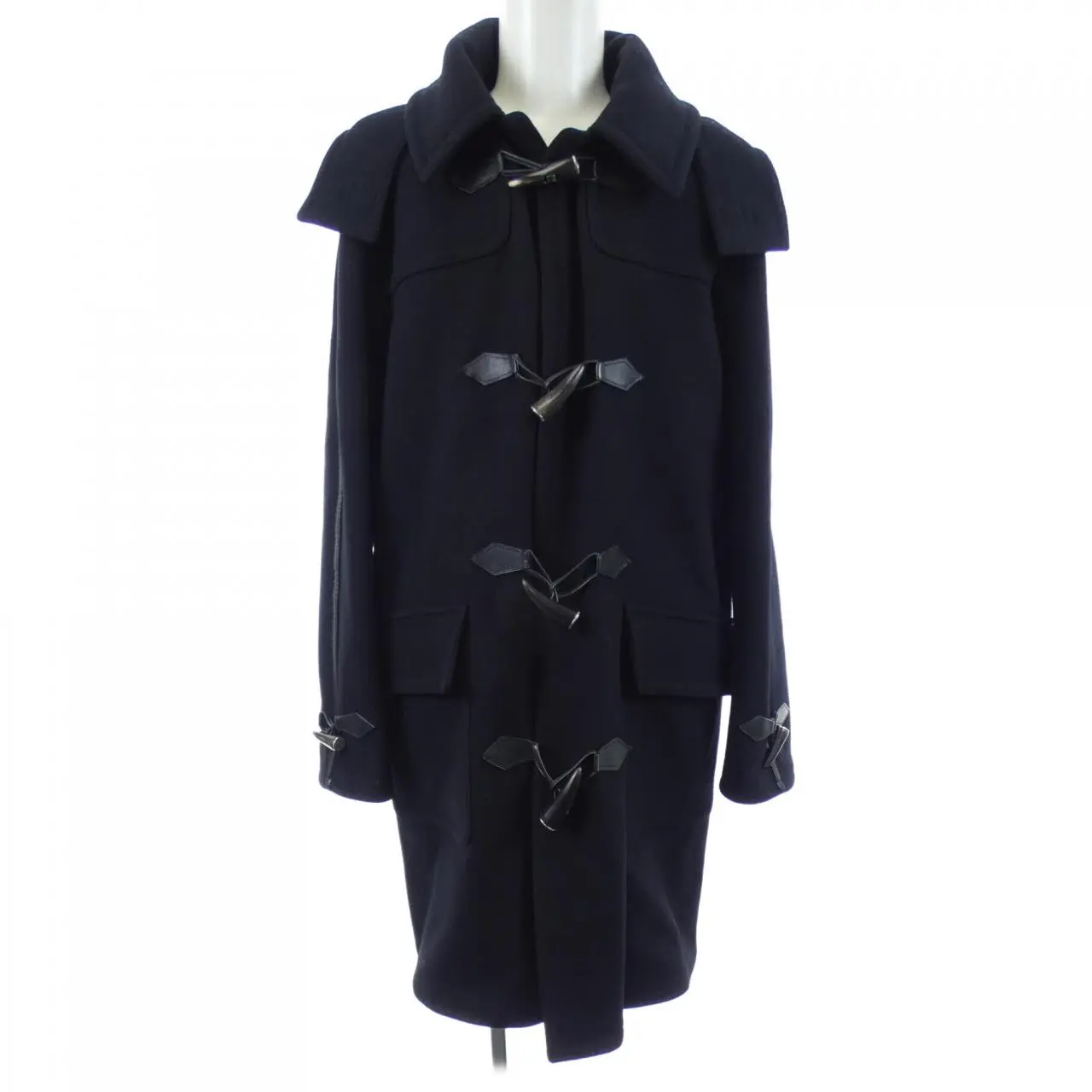Pre-owned HERMÈS Wool Small Leather Goods Duffle Coat Coat