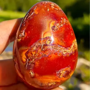 Large Natural Red Agate Egg Polished Quartz Crystal Reiki Energy Home Decoration Holiday  Anxiety Relief small gift