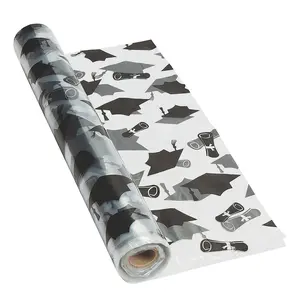 40" x 100 Ft. Clear Graduation Disposable Plastic Tablecloth Roll