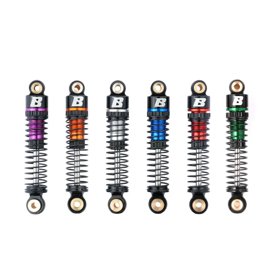 BATRAZZI 41mm Adjustable Anodized Aluminum Oil-Filled Shocks (4pcs) - Durable Carbon Steel RC Dampeners with Adjustable Pistons for FCX24/FCX18/Lc80 Electric RC Toys, Travel, Smasher, Power Wagon Remote Control Hobby