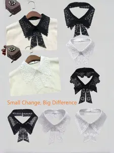 Women's Spring Summer Decorative Lace Collar, Stylish Bow Tie Design, Perfect Fit for Shirts & Casual, Enhance Your Wardrobe, Lace Trim Tie