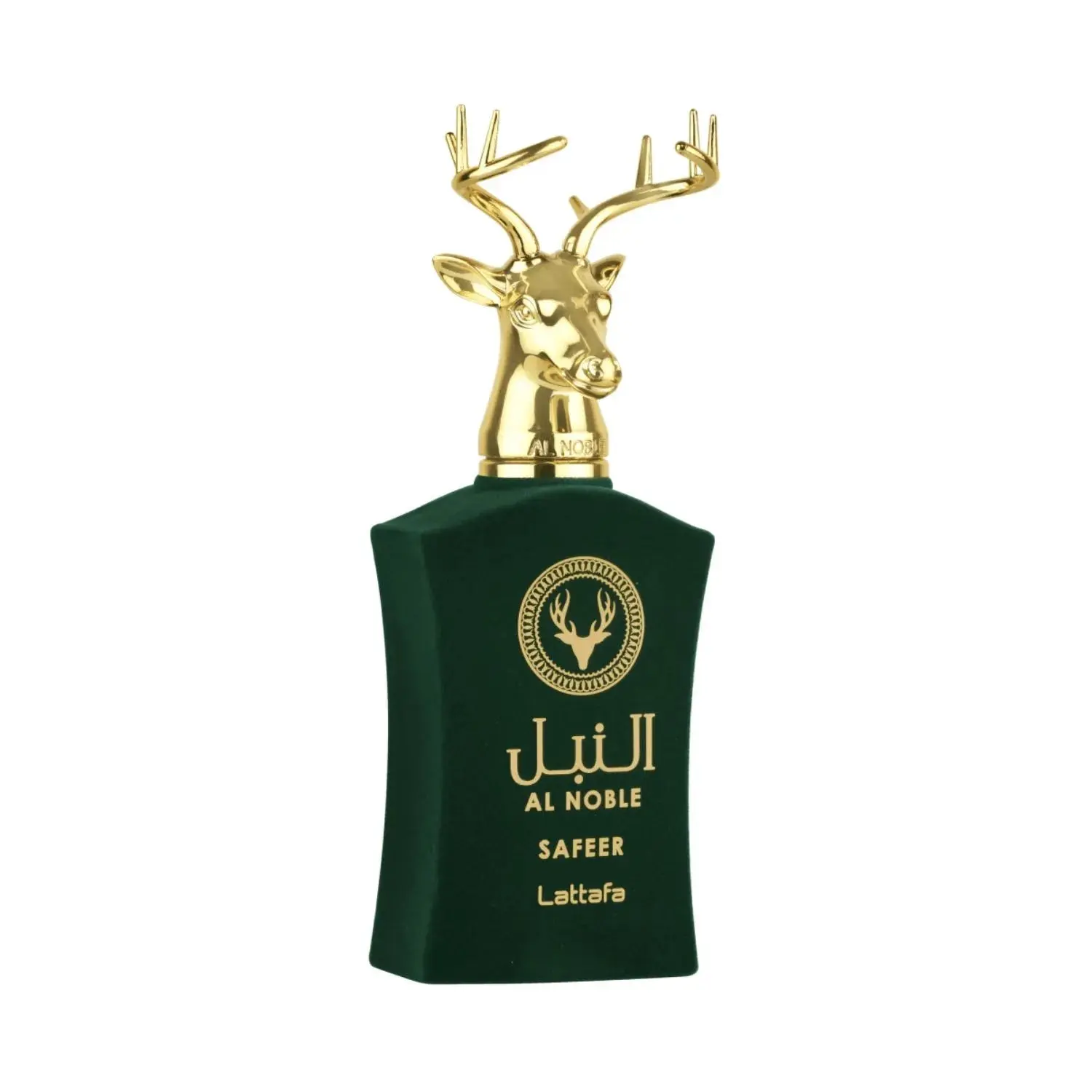 Lattafa Al Noble Safeer Perfume Spray 100ml - Green Bottle with Deer Design & Gold Accents Regular Edition Spicy Woody Herbal Scent