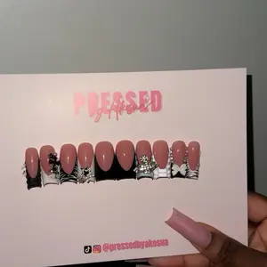 PressedMidnightGlimmer by Akosua | Bold Collection black french tip nails