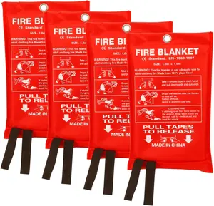 Emergency Fire Blanket for Kitchen and Home, 4 Pack Fiberglass Fire Safety Blankets for Survival, Suppression Fire Retardant Blanket for Fireplace Camping