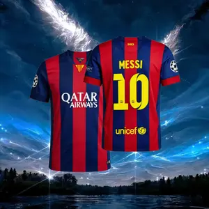 14 15/Home/Short Sleeve/10# Messi/Retro/Soccer Jersey/Fans Version/Red Blue