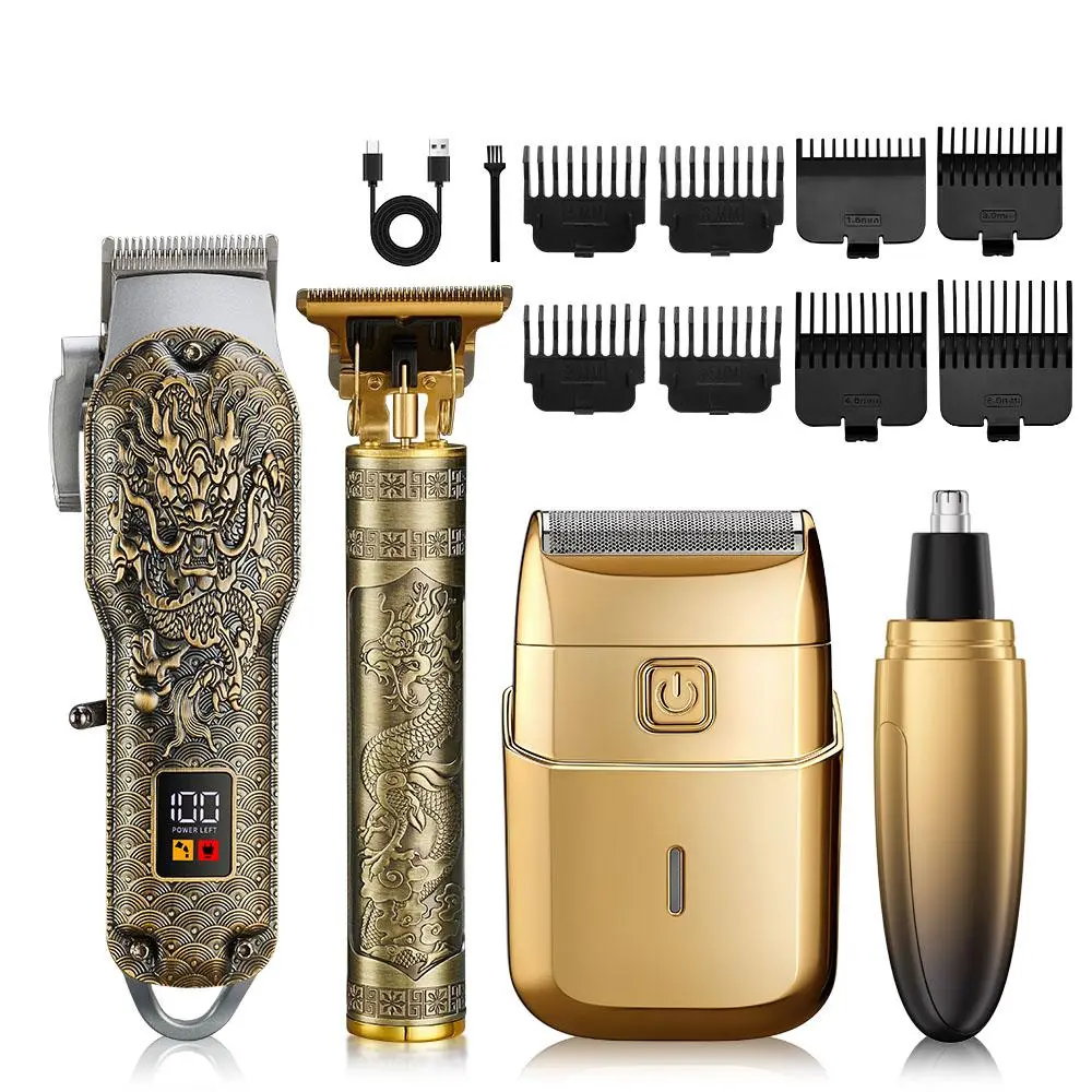 Professional Men's Hair Clipper, Hair Cutter and Beard Trimmer, Adjustable-Blade Electric Shaver and Grooming Kit, Rechargeable Cordless Hair Clippers for Men, Hair Clipper Set, Cordless Trimmers
