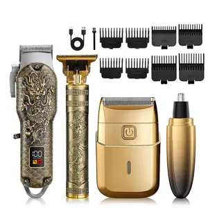 Professional Men's Hair Clipper, Hair Cutter and Beard Trimmer, Adjustable-Blade Electric Shaver and Grooming Kit, Rechargeable Cordless Hair Clippers for Men