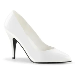 Women's Classic Heeled Pointed Footwear - 4-in White Patent High Heel Shoe, VANITY-420