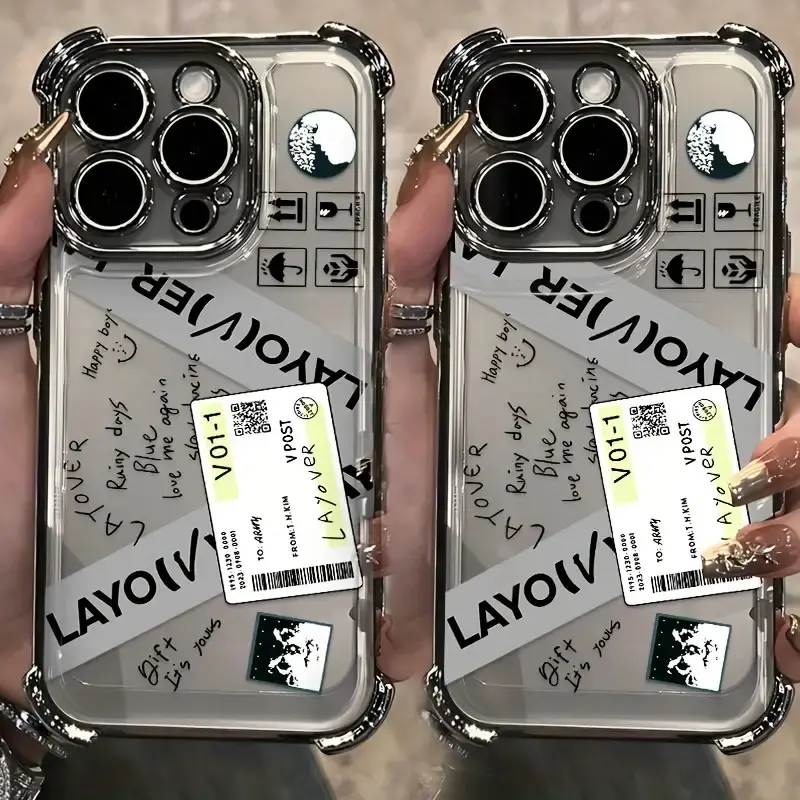 TPU Electroplated Anti-Drop Transparent Soft Back Smartphone Case for iPhone (16,15,14,13,12,11 Pro Max,X,XR,XS Max,8,7 Plus) - Multi-Model Trendy V Layover Taehyung Design with Protection, Soft Flexibility, Mobile Phone Accessory
