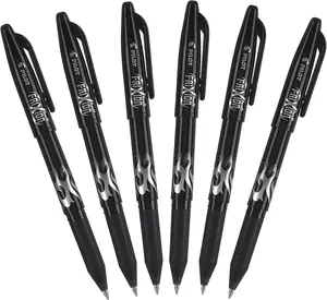 0.7mm Erasable Gel Pens, Fine Point, Black Ink, Pack Of 6