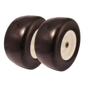 13x6.50-6 Flat-Free Zero-Turn Lawn Mower Smooth Tread Tire Assembly, 3/4 5/8 & 1/2 inch Bearing, 4.0"-6.0"Center Hub Flat Free Tire 13in. for Lawnmower Tractor Universal Solid Tire and Wheel Assembly