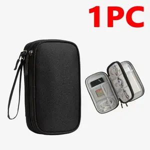 Portable Travel Storage Bag, 1 Count Waterproof Double Layer Electronic Accessories Storage Bag, Electronic Organizer for Data Cable, Charger, Earphone, Travel Organization Pouch