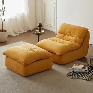 Single Chair Sofa Lounge Chair With Backrest Fully Compressed Sofa Suitable For Living Room, Bedroom, Polyester,ORANGE, WHITE