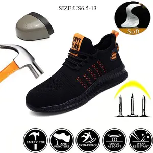 New Fashion Outdoor Men's Work Steel Toe Safety Shoes Breathable Safety Boots Men's Sports Shoes Hiking Shoes Breathable Safety Shoes