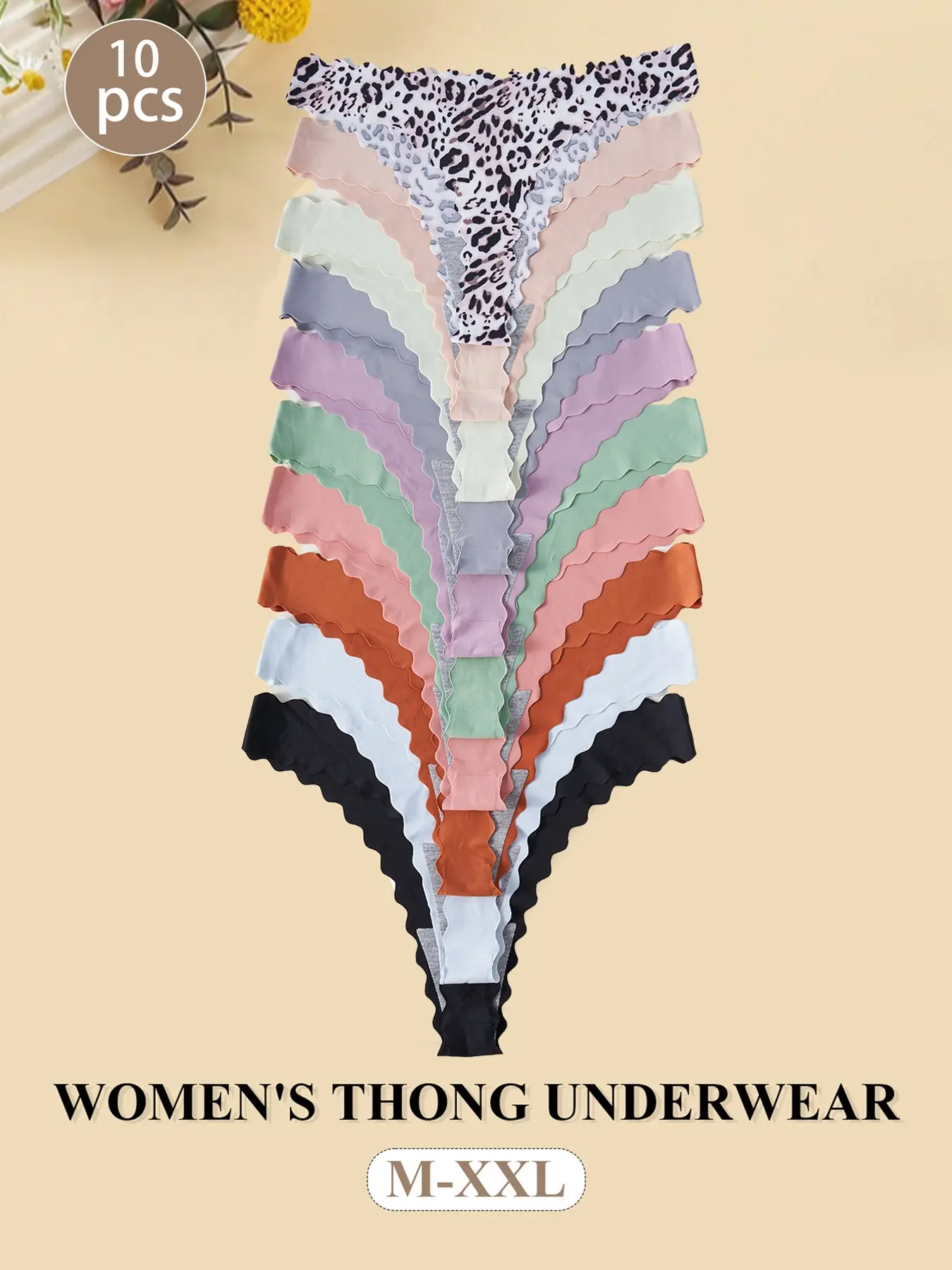 No Show & Seamless Thong Multi-pack - Women‘s Invisible, Unlined Natural Waist Fitted Seamless Panties Underwear, for No Visible Lines and Discreet Wear, Breathable Seamless Knicker, Breathable Knickers