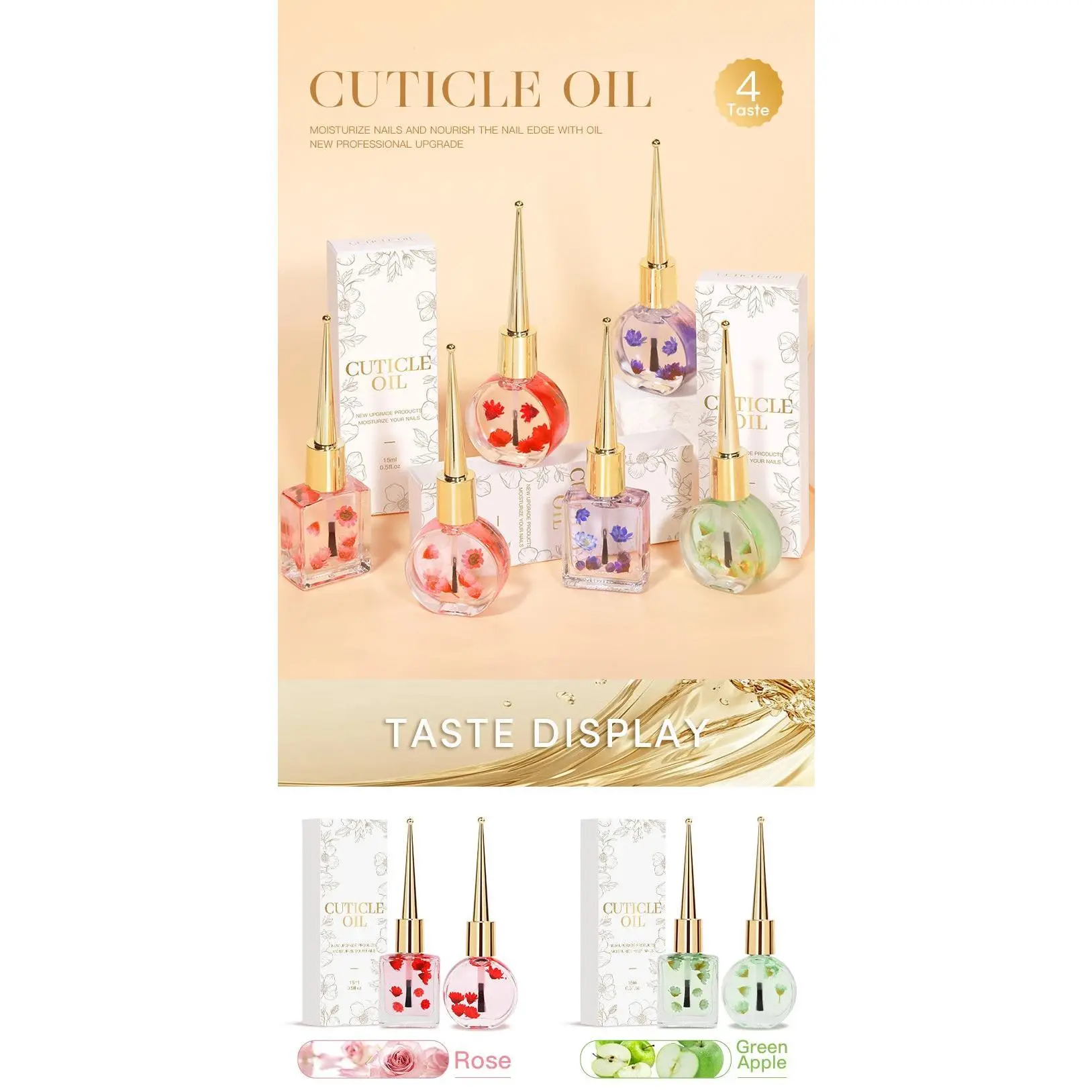 IDOL COLOR Cuticle Oil with Real Flowers — Vegan Nail Care Oil 15ml