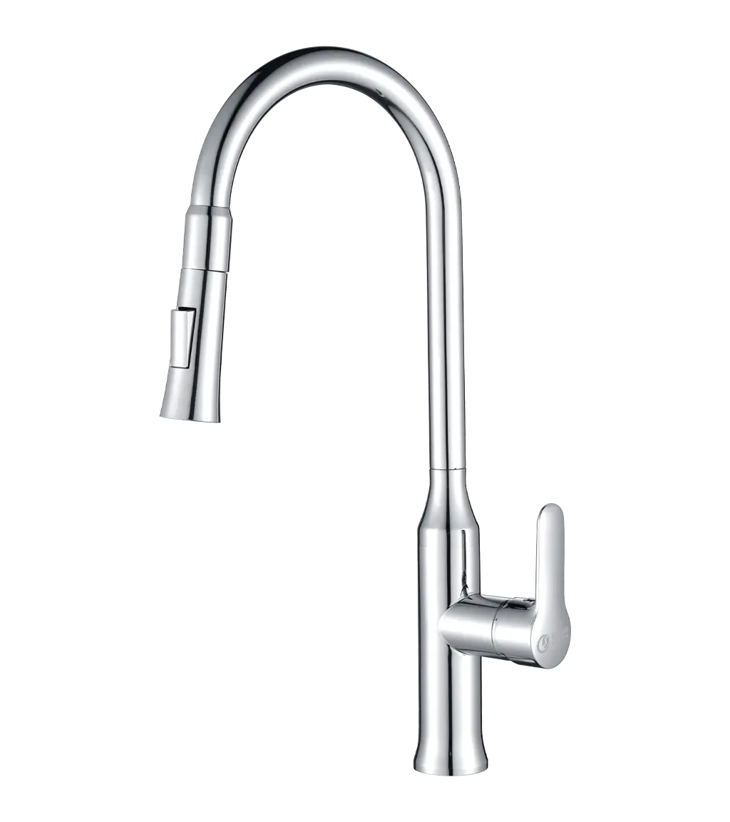 Caden - Chrome Single-Handle Pull Down Kitchen Faucets