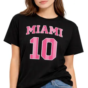 Miami 10 Graphic T-Shirt – Bold Pink “Miami” and “10” Jersey Print, Trendy Sports-Inspired Tee, Unisex Casual Streetwear Shirt for Miami Fans, Cool Summer Top