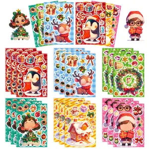 Christmas Eve Gift Face Changing Stickers Biscuit House Children DIY Emoji Stickers
