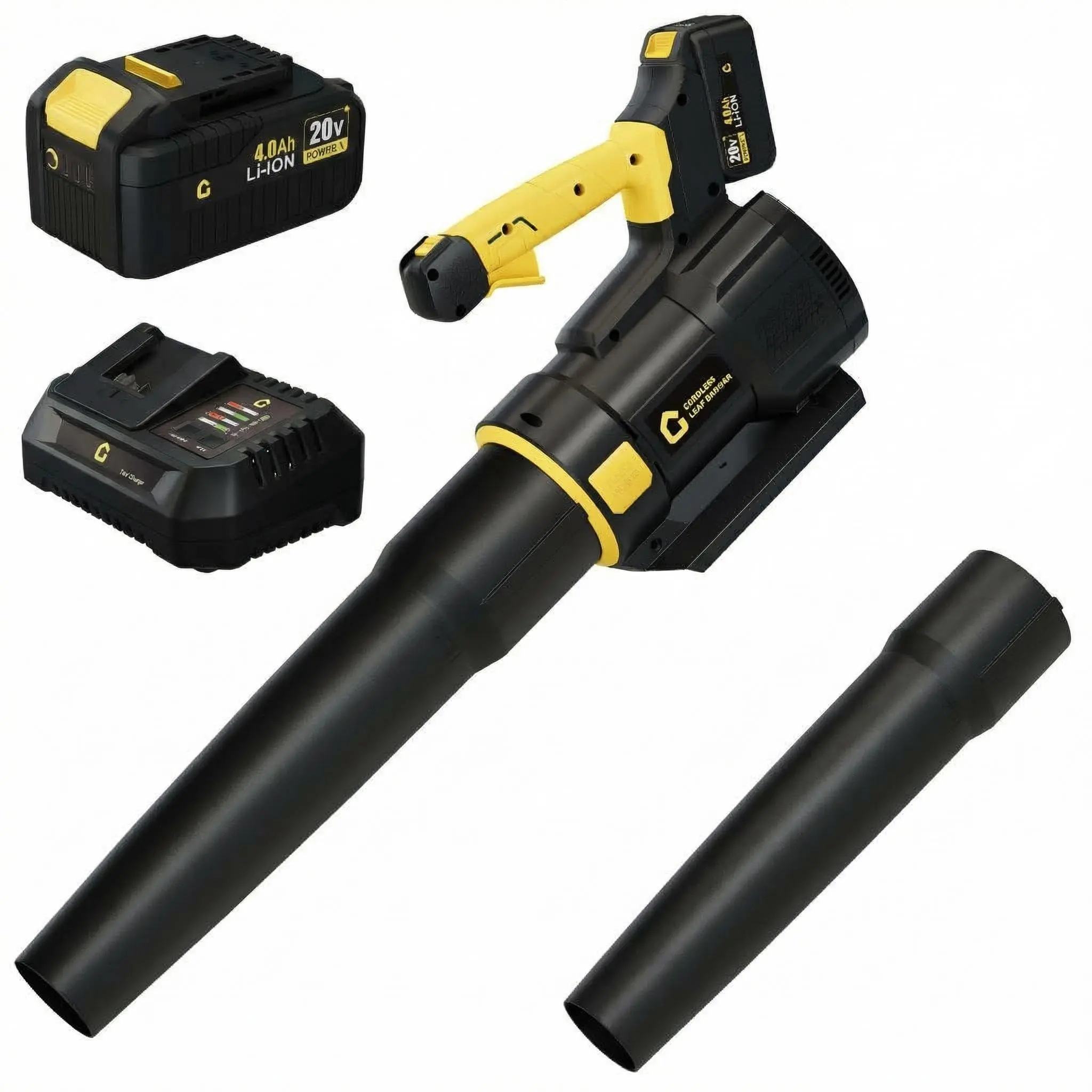 High-Power Battery-Powered Leaf Blower, 20V Battery & Charger Included, 650CFM 200MPH, 2-Speed Modes, Lightweight Portable Electric Blower for Lawn, Garden, Yard & Patio Cleaning, Yellow