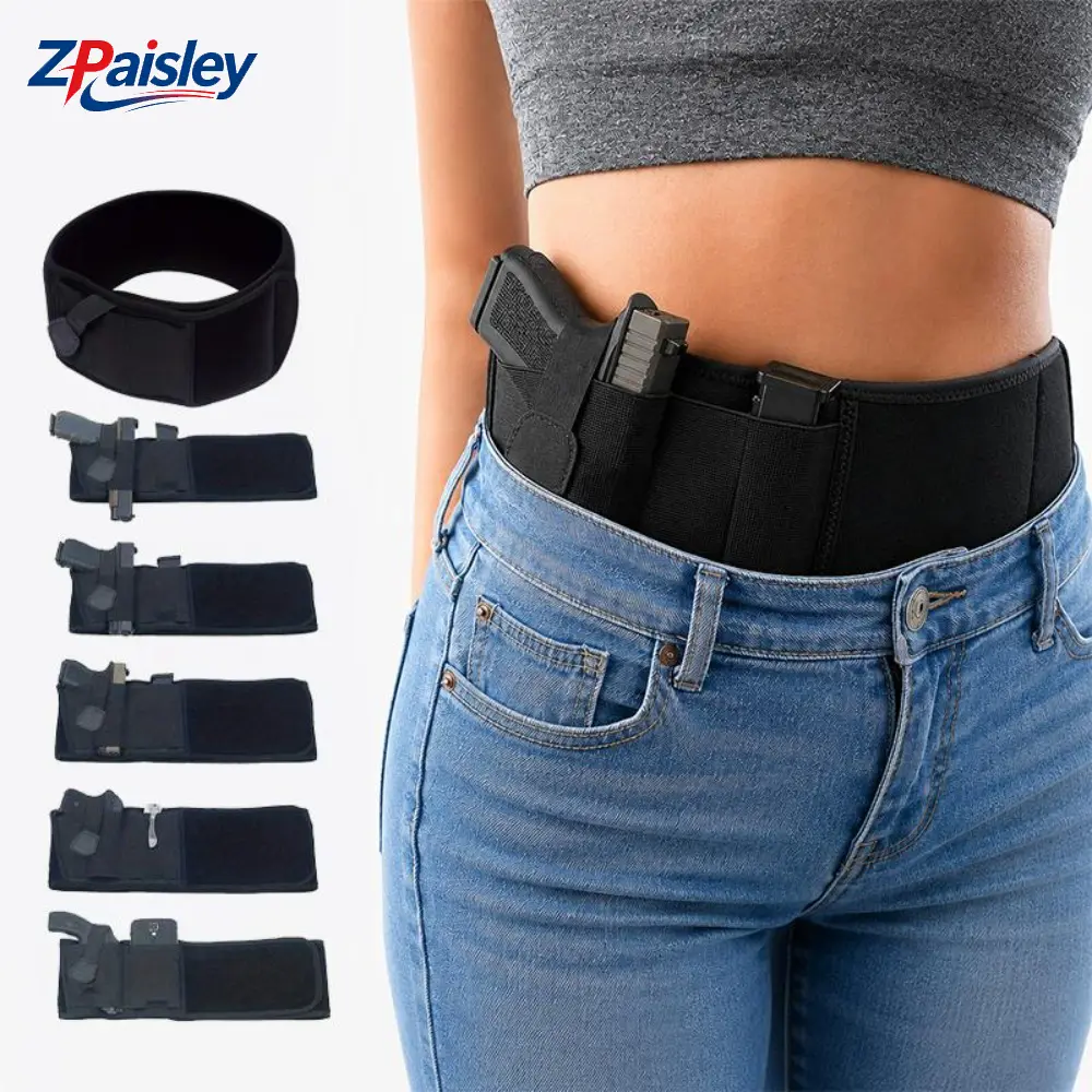 Belly Band Holster for Concealed Carry, Adjustable Breathable Neoprene Waistband Gun Holster, Left Right Hand Universal CCW Holster with Magazine Pouch, Comfortable Discreet EDC Pistol Holster for Most Handguns Running Driving Daily Wear