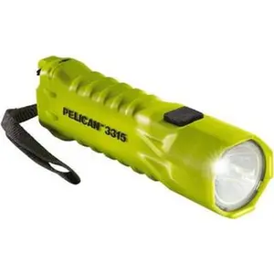 Pelican White LED Light Bulb - 160 Lumens, Industrial Use Tactical Flashlight with Yellow Plastic Body, 3 AA Alkaline Batteries Included (033150-0103-245)