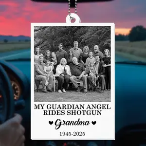 Personalized Memorial Photo Acrylic Keychain, My Guardian Angel Rides Shotgun Keychain, Custom Photo Remembrance Keepsake, In Loving Memory Grandma Gift, Bereavement Gift