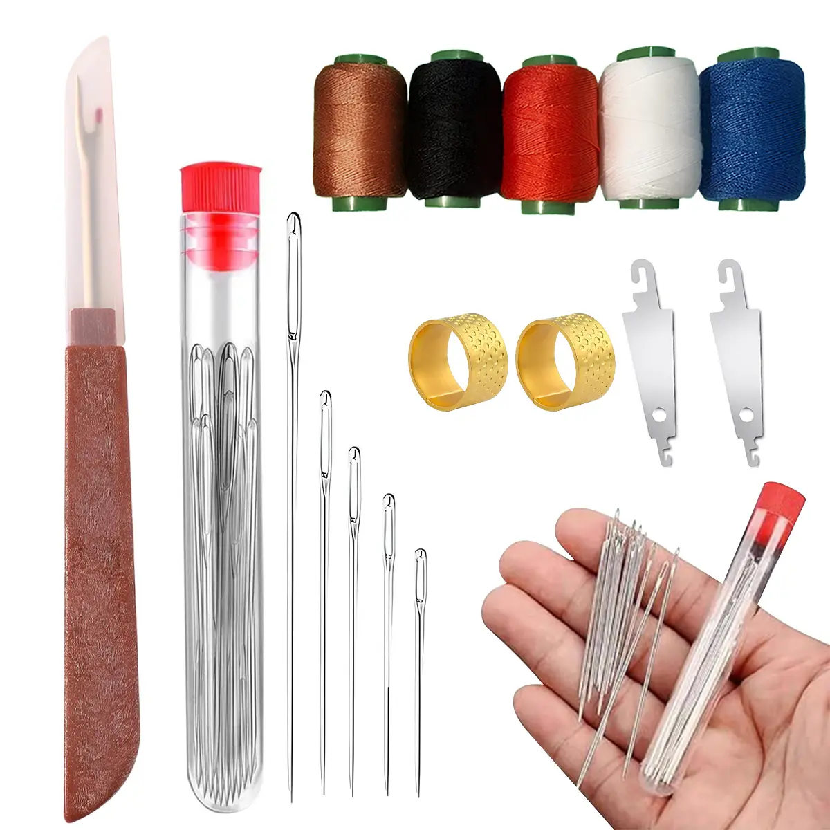 36PCS Hand Sewing Kit, Multi-Purpose Sewing Tool Set with Stainless Steel Needles, Thread and Needle Threaders, Portable Repair Supplies for Clothing, Crafts and DIY