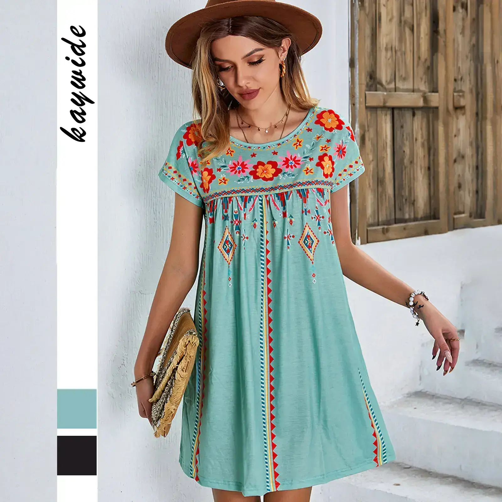 2025 Women Mexican Embroidered Dress Short Sleeve - TikTok Shop 2025 Women Mexican Embroidered Dress Short Sleeve - TikTok Shop