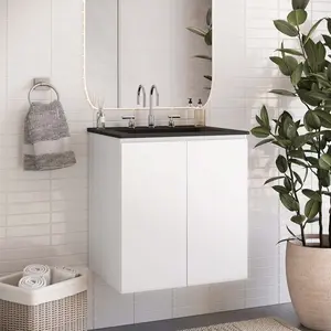 Modway Bryn 24" Wall-Mount Bathroom Vanity in White Black