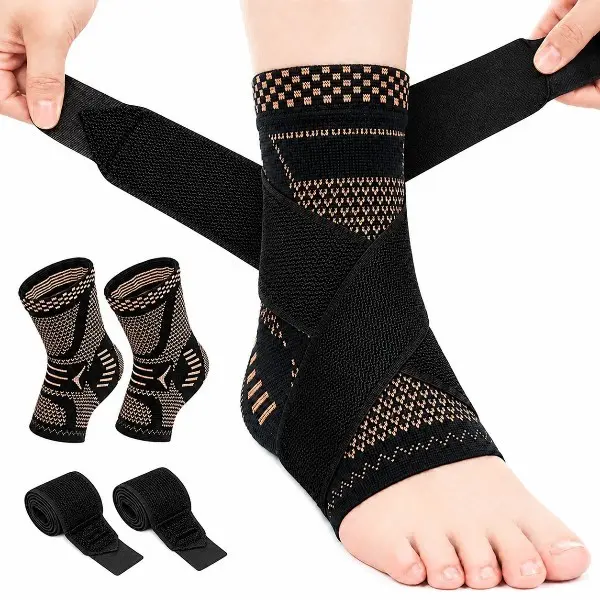 2 Pack Copper-Infused Ankle Sleeves, Stretch Fit for Men & Women. 2 Pack Copper-Infused Ankle Sleeves, Stretch Fit for Men & Women.