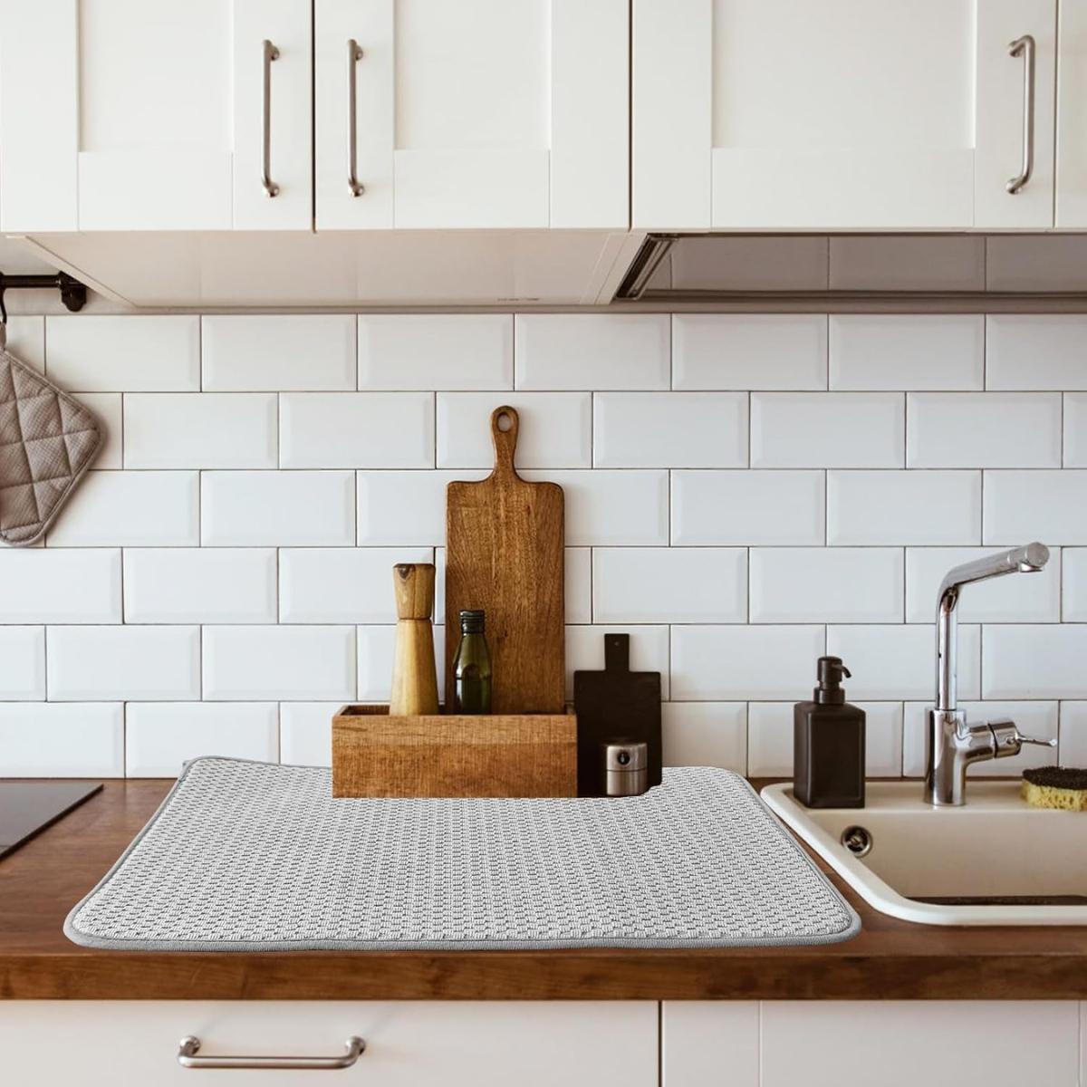 2 Pack Microfiber Dish Drying Mats – Large Absorbent Kitchen Counter Pads