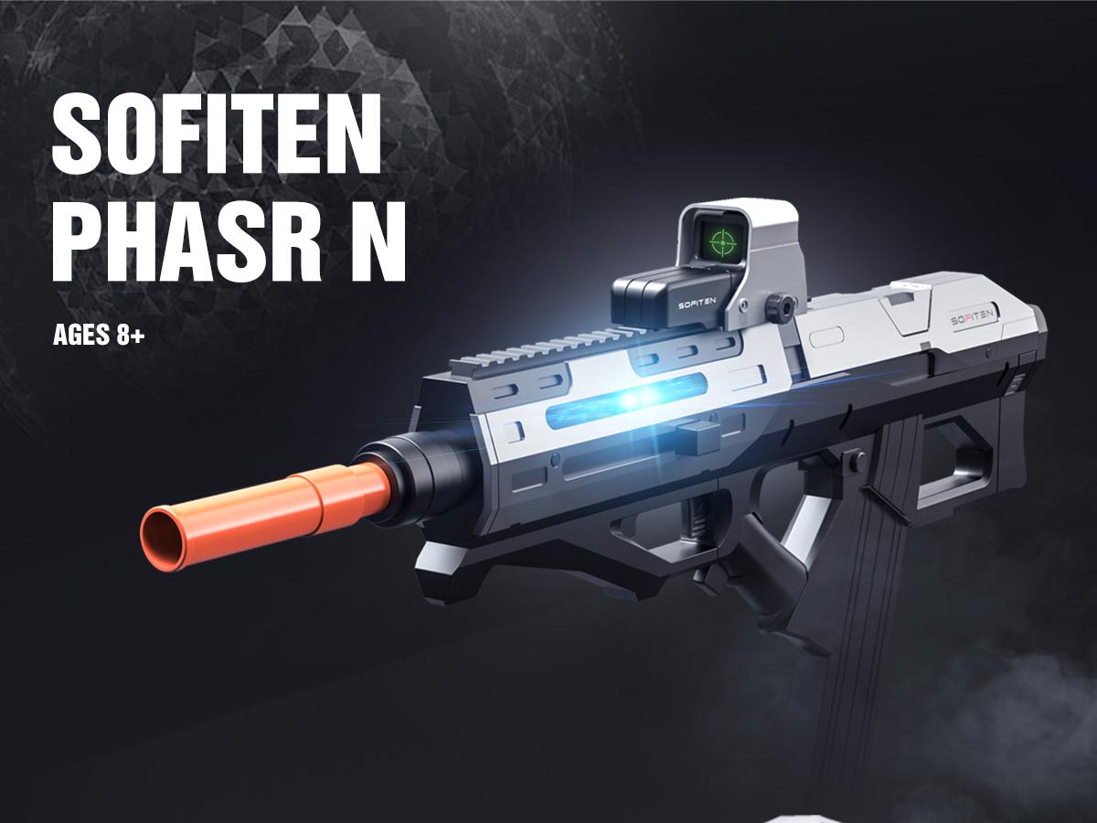 SOFITEN Phasr N, 7.4V Full-Auto High Speed Toy Foam Dart Blaster set with Tactical Vest / 2 style Darts / Scopes / Modular Battery / Extended Magazine(*18) Ideal Toy Gun for nerf guns fans;For boys girls 8+ Gift / outdoorfun/ birthday / valentine gift