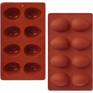 2Pcs 8-Cavity Silicone Easter Egg Molds Egg Shaped Cake Pop Mold Baking Supplies for Making Chocolate Jello Candy