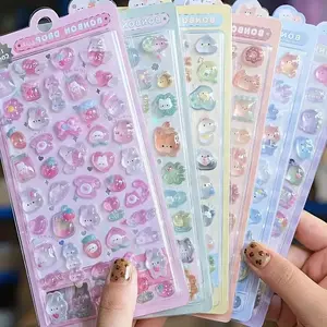 Cute Cartoon Animal 3D Stickers Set, 6 Sheets, Light Color Design, Perfect for Phone Cases, Scrapbooking & Crafts, Fun Decorative Stickers