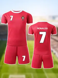 Children's football jersey and pants set for all seasons, Sportswear set, with RONALDO name and number 7. Suitable for sports, leisure, outdoor activities. Made of breathable material