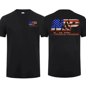 Smith & Wesson America Flag T-Shirt, Unisex Short Sleeve Casual 100% Cotton, Top Menswear, Gift for Independence Day