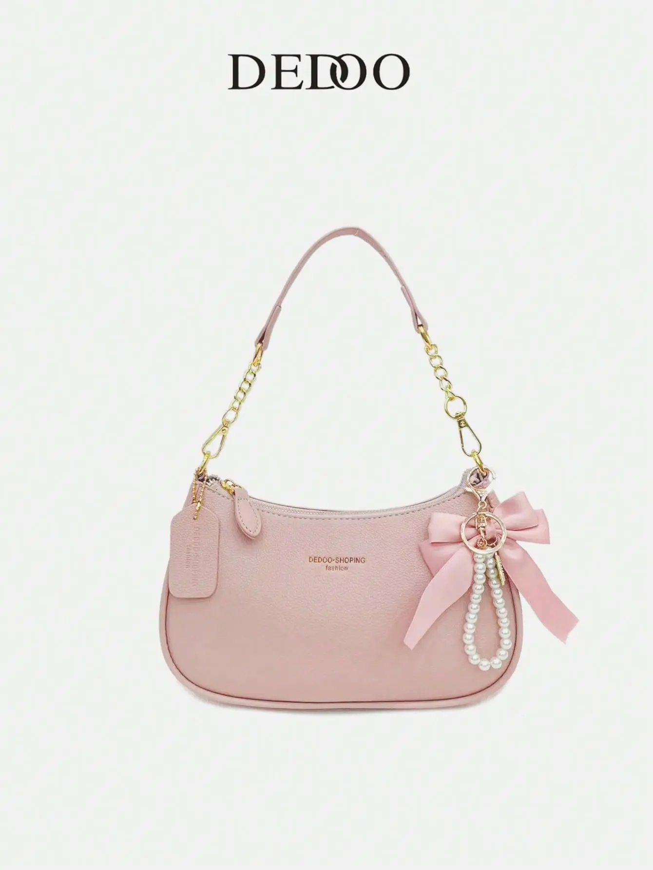 Fashionable Women's Shoulder Bag, With Black Bow Pendant and Letter Decoration Crossbody Multifunctional PU Waterproof Fabric Handbag Women's Underarm Work Bag Armpit Bag Suitable for Shopping, Commuting, Going Out, Parties and Other Activities